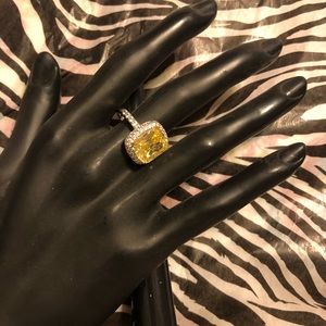 Sterling Silver Vanna K yellow & white Cz ring 9